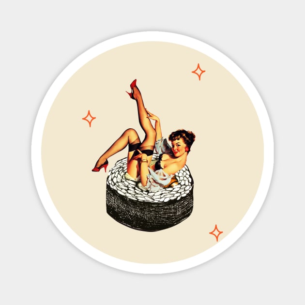 Sushi pin up girl Magnet by Vintage Dream